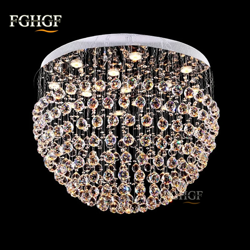 Luxury Crystal Chandelier Light Fixture Round K9 Crystal Lamp Flush Mounted chandeliers lighting Dining Light Fitting Bedroom (7)