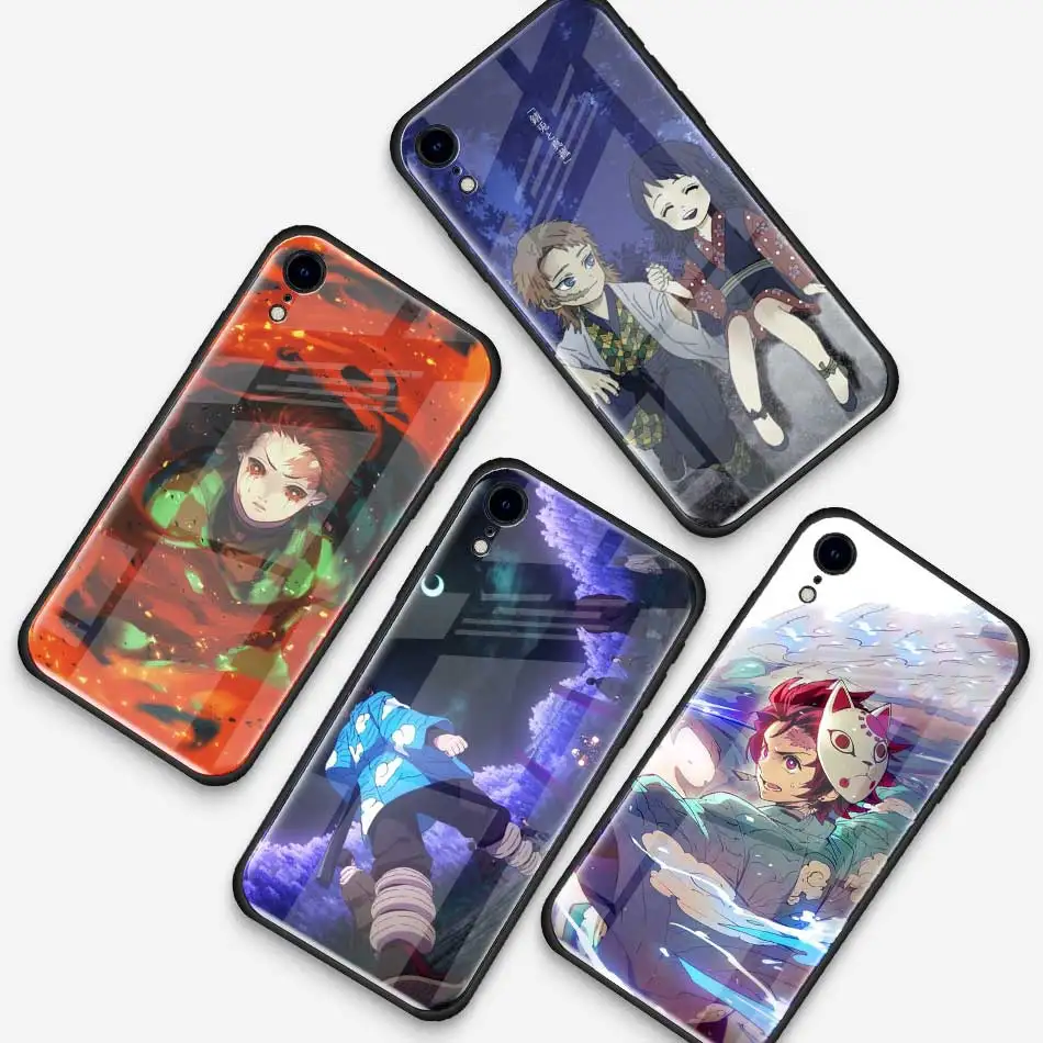 Anime Demon Slayer Kimetsu no Yaiba Tempered Glass Case for Apple iPhone XR 7 8 6 6S Plus 11 Pro X XS MAX Soft Edg Phone Cover