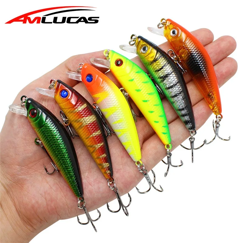 

Amlucas Minnow Fishing Lure 70mm 8.3g Crankbait Wobblers 3D Eyes Artificial Baits for Fishing peche Carp Fishing Tackle WW312