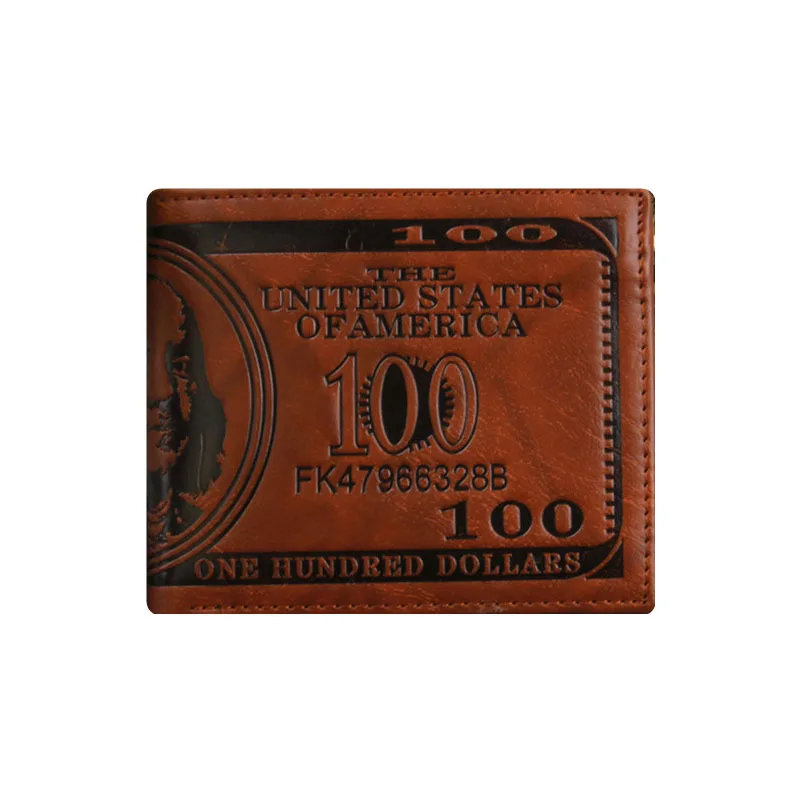 Men's Novel 100 Dollars Personalized Cheap Wallets, Three Layer Folded Short Wallet, Dollar Price Coin Card Multi-Function Purse