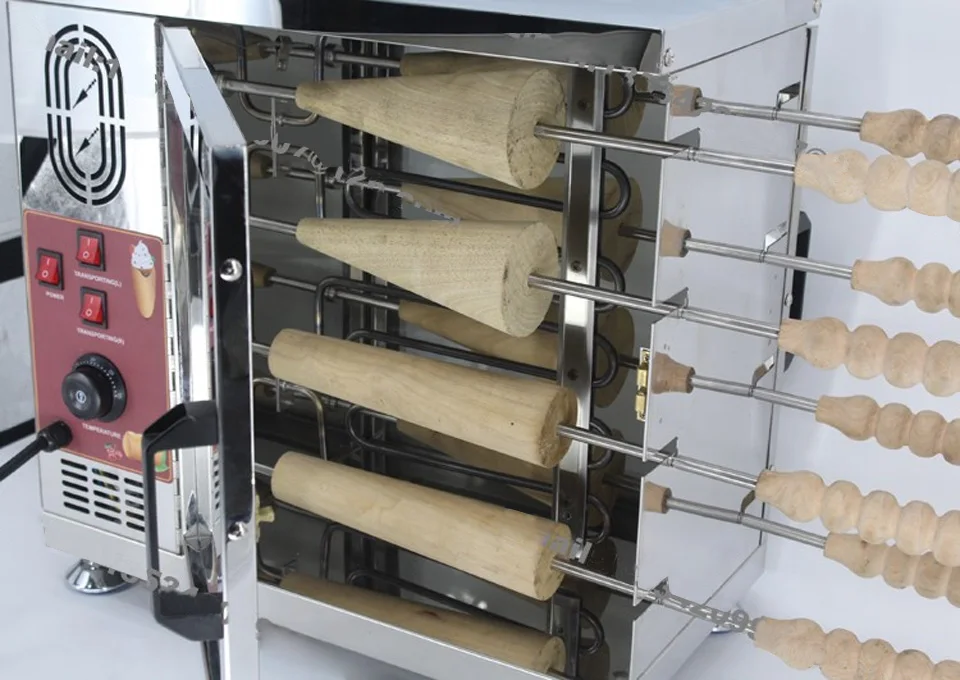 8 роликовых тяжелых 110 В 220 В Электрический мороженое конусный дымоход торты и Kurtos Kalacs ролл гриль печь машина