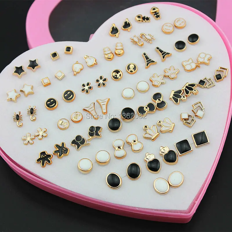 Aliexpress.com : Buy Fashion Designer 36 pairs Black White Stud ...