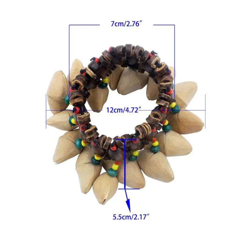 

New Fashion Handmade Durable Nut Shell Hand Chain African Drum Drummer Bell instrument for adult children qiang