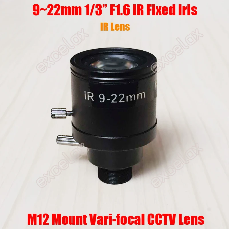 9-22mm MP 6-22mm 5MP Manual Zoom Varifocal M12 Mount IR CCTV Lens Fixed Iris MTV Interface for CCD Video Security Camera