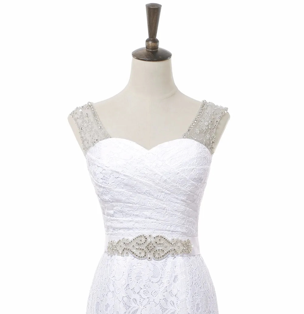 Милое Свадебное Платье Русалочки с длинными рукавами, украшенное бусинами, на молнии, с поясом, свадебное платье vestido De noiva SLD-W828