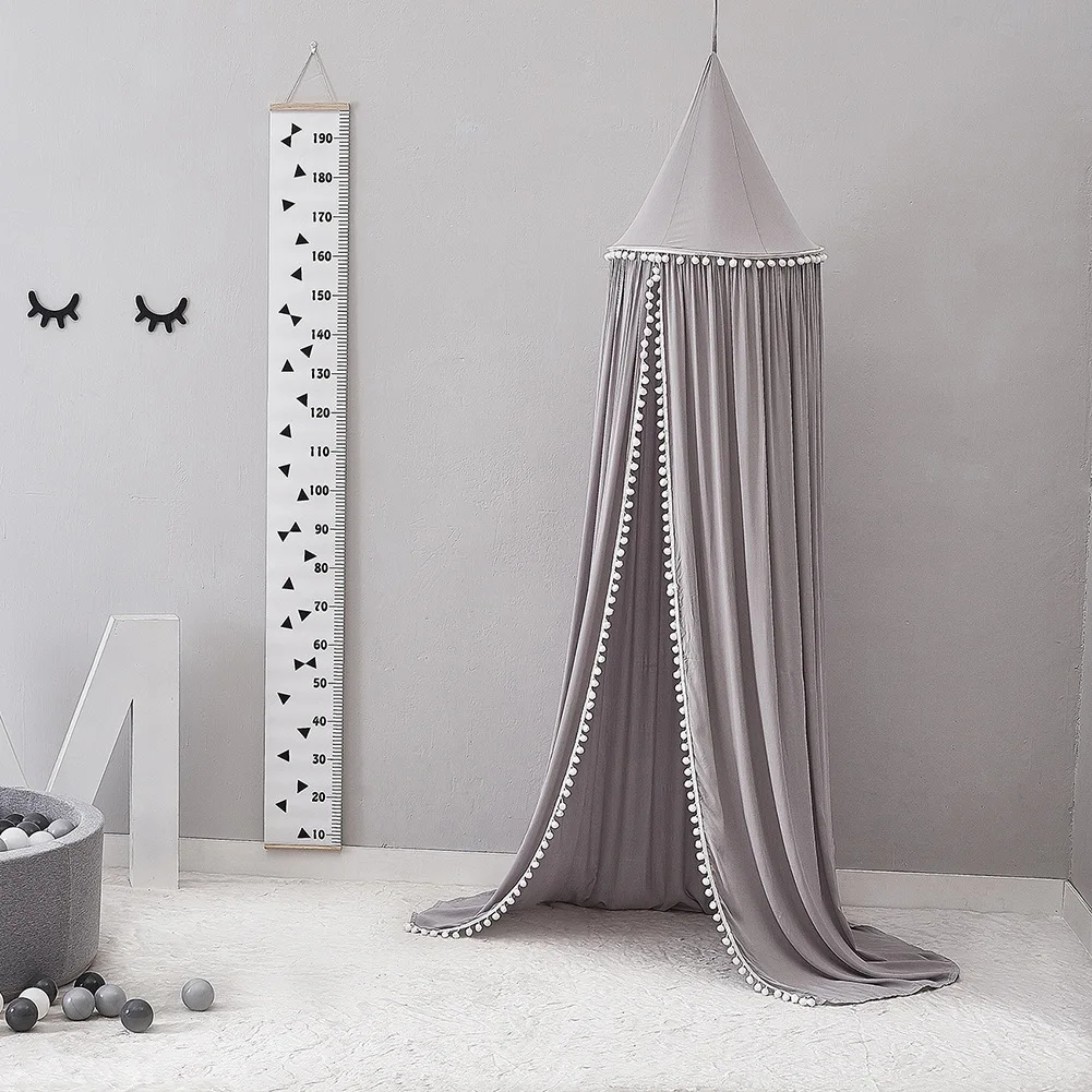 

Nordic Style Crib Netting Large Cotton Ball Dome Solid Color Crib Mantle Baby Room Reading Corner Decoration Tent Mosquito Net