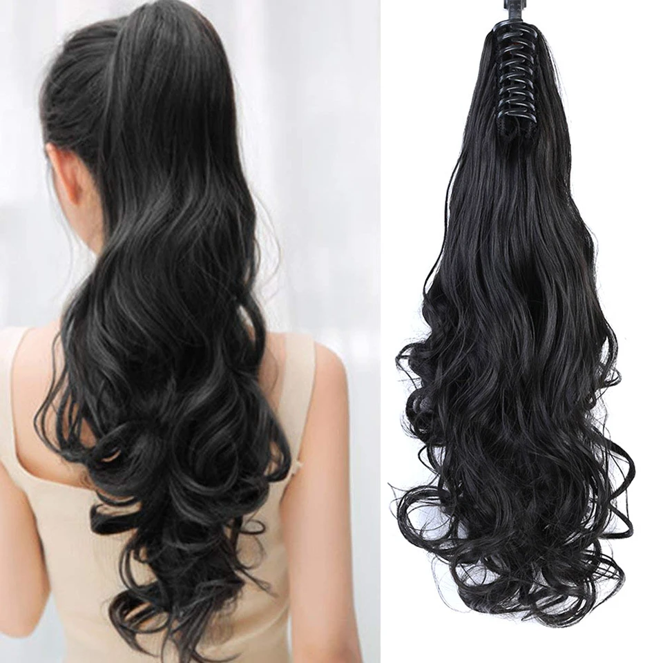 SHANGKE-Extensión de cabello sintético para cola de caballo, rizos resistentes al calor, pinza para pelo postizo con pinza para el pelo