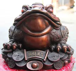 Китай Бронза Медь Домой Фэн-Шуй Зло Монета Деньги богатство Жаба золотая жаба Статуя