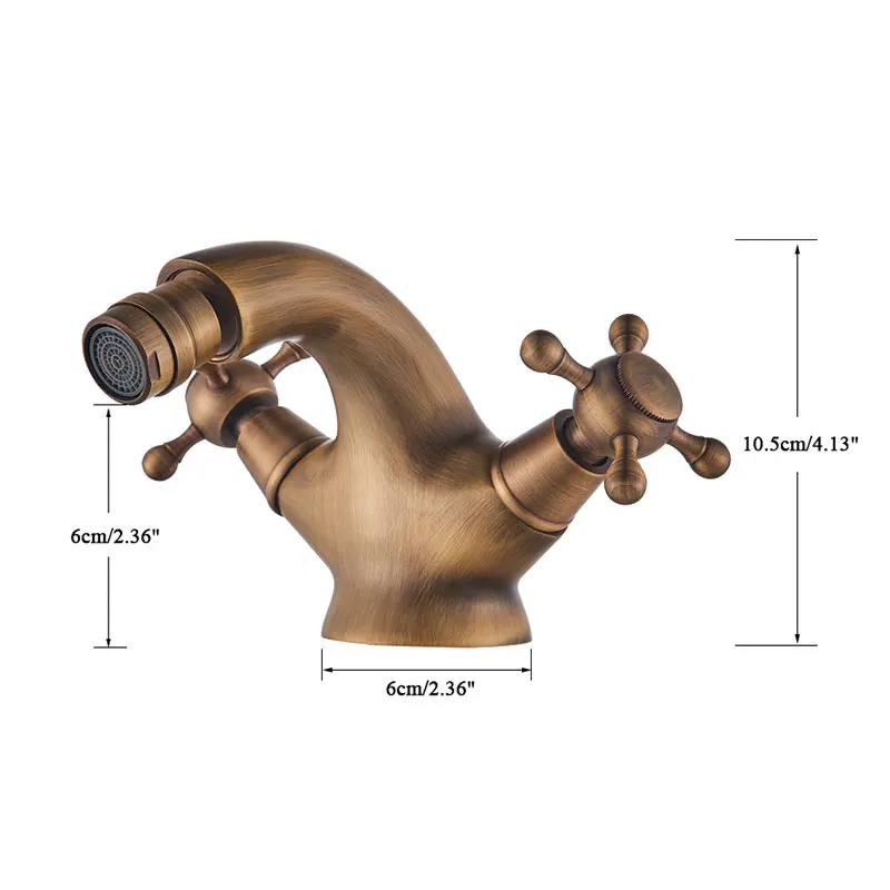 Золотой Биде Душ Ванная раковина кран двойные ручки смеситель горячей и холодной воды кран античная латунь поворотный носик Туалет водопроводный кран