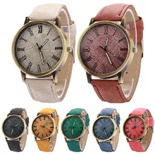 2016 New Arrival Men Women Vintage Round Casual Cowboy Analog Quartz Wrist Watch