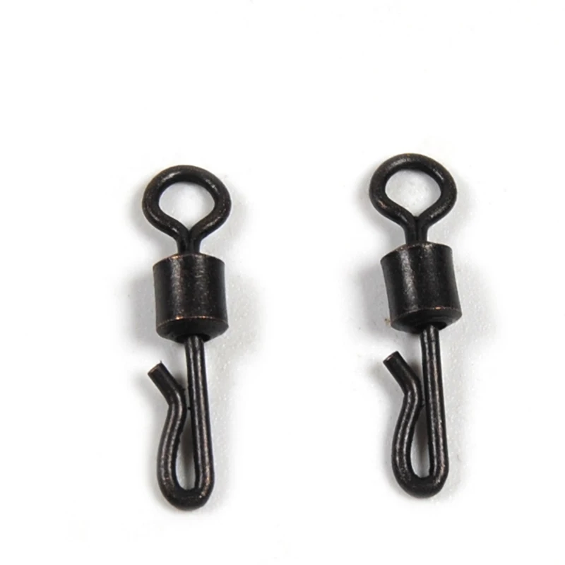 

50pcs Q-Shaped Matt Black Brass Kwik Quick Change Swivel Clip for Carp Fishing Terminal Tackle Accessory Size 4
