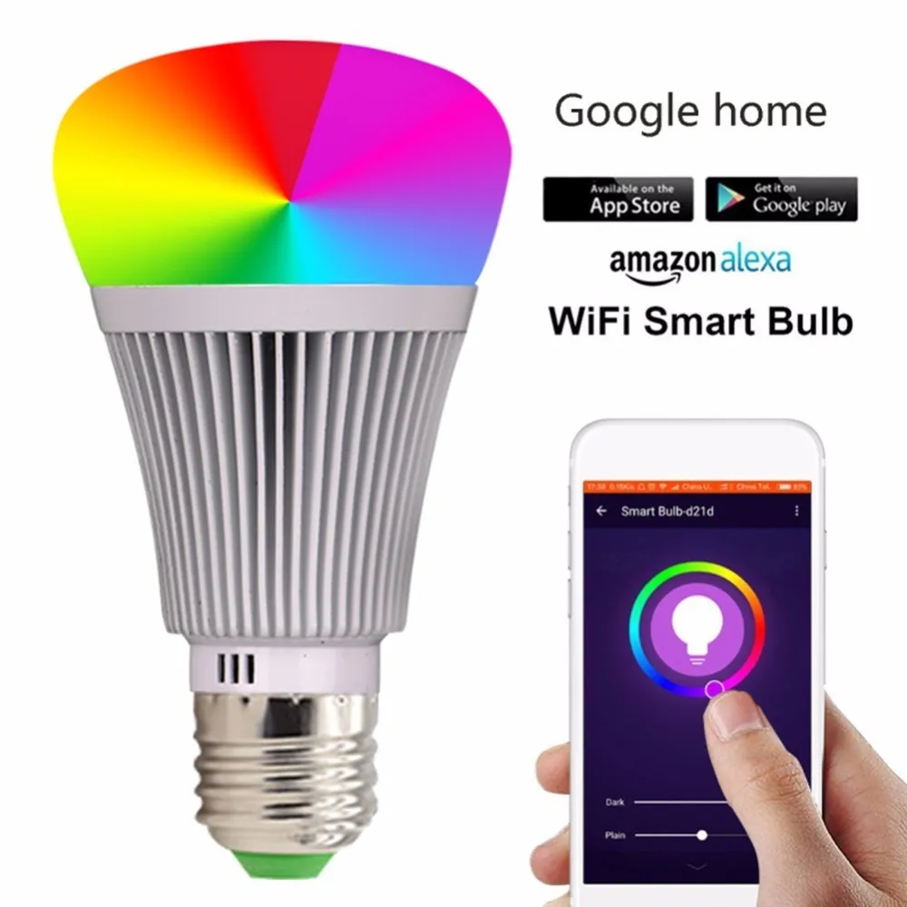 

7W RGB LED Bulb Lamp Automation Smart Light Bulbs Remote Control Wifi Switch Led Color Changing Lights for Google Home Alex Echo