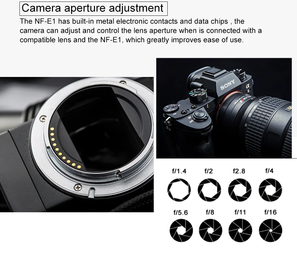 VILTROX NF-E1 адаптер для объектива с автофокусом управление диафрагмой для Nikon F объектив для sony E mount A9 A7II A7RIII A7SII A6500 A6300 камера