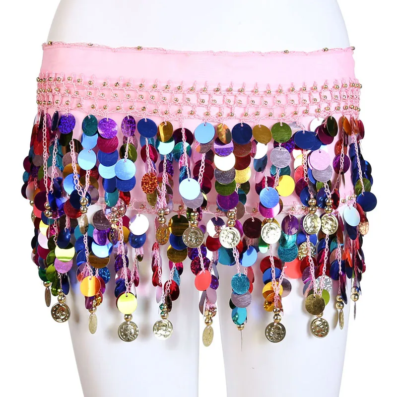 Pink Color Bead BLINGSTORY сексуальный ночной клуб блесток Faldas Mujer Moda женский летний пляжный костюм для танца живота металлический шарф с бахромой мини-юбка - Цвет: Pink Color Bead