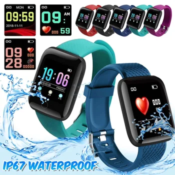 

Sports Fitness Smart Watch Bracelet Blood Pressure Heart Rate Monitor Alarm 1.3'' Color Screen Waterproof Smart Band Wrisatband