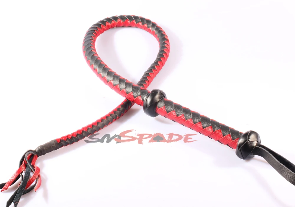 Red Leather Handmade Horse Whip,Fetish Bondage Sex Flogger For