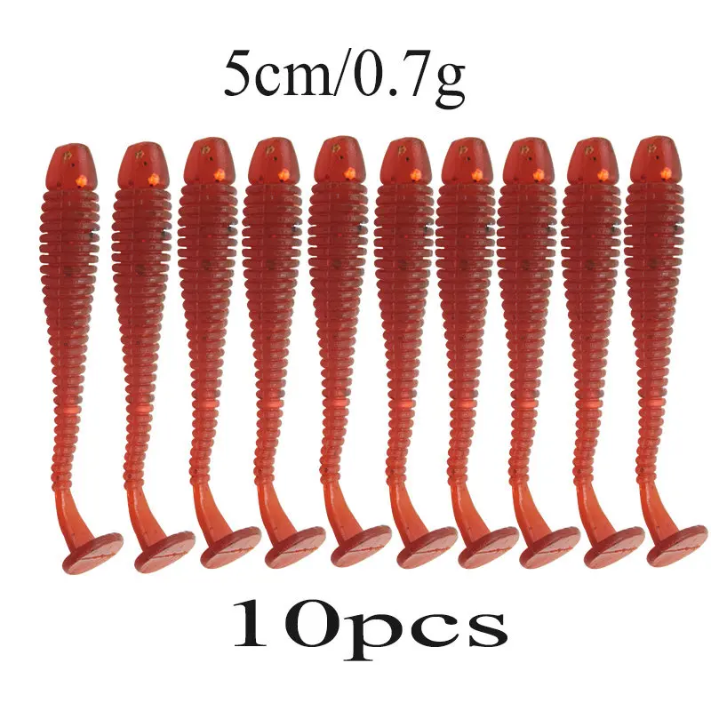 10 шт./лот воблеры мягкие приманки для рыбалки резиновые мягкие приманки 47 мм 0,7 г т-хвост мягкие искусственные черви приманки бас Силиконовые Рыболовные Приманки