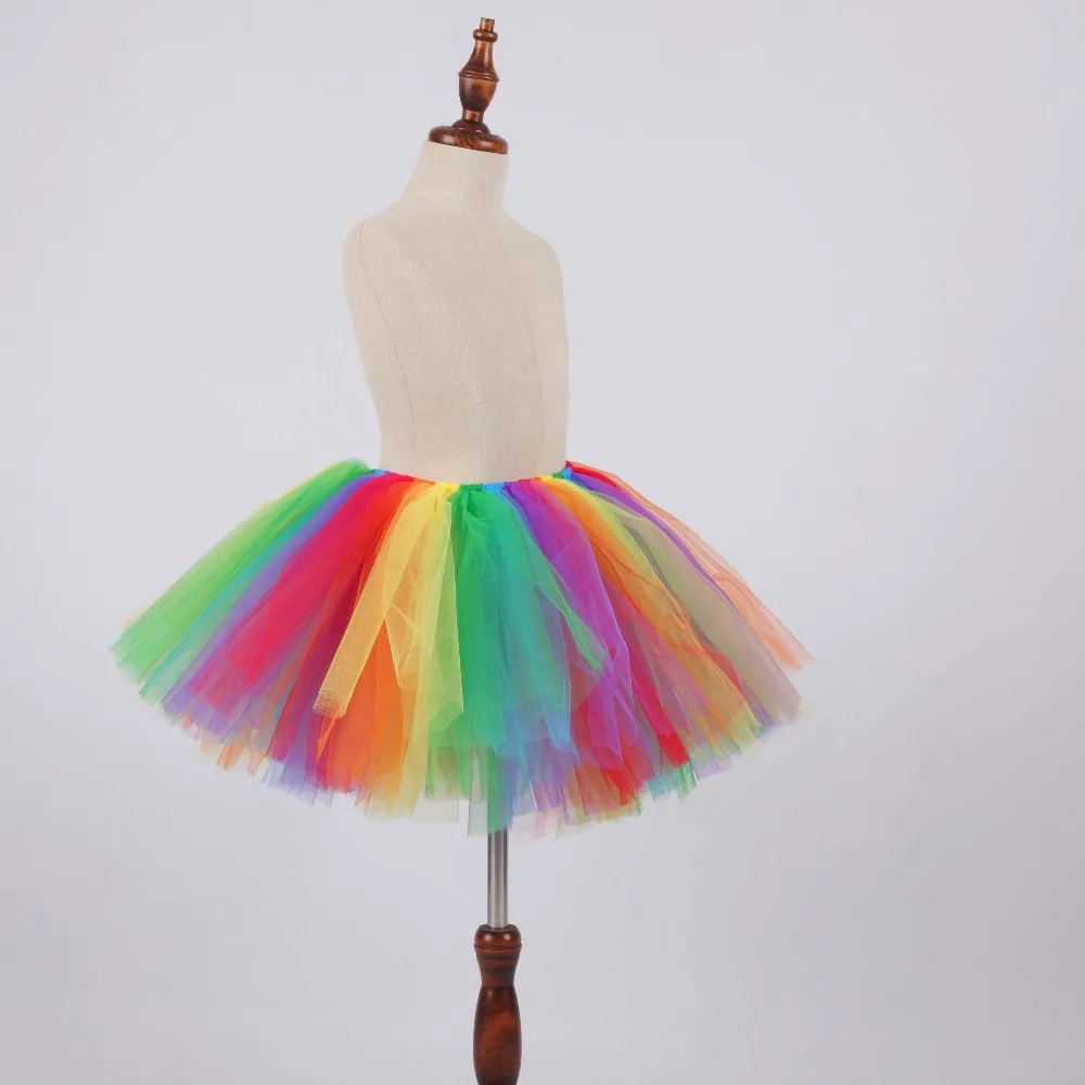 Радужная юбка-пачка для маленьких девочек пышная фатиновая юбка-пачка для девочек, детский праздничный костюм на день рождения разноцветная юбка радуги для малышей реквизит для фотосессии