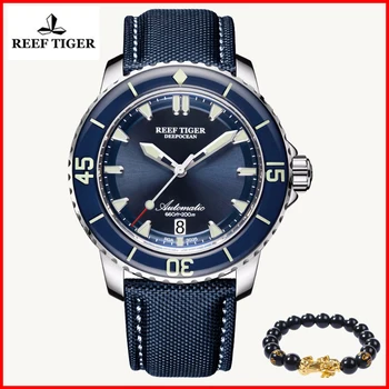 

Reef Tiger/RT 2019 Brand Luminous Dive Watches Mens Waterproof Analog Automatic Blue Dial Watch Clock Men relogio masculino