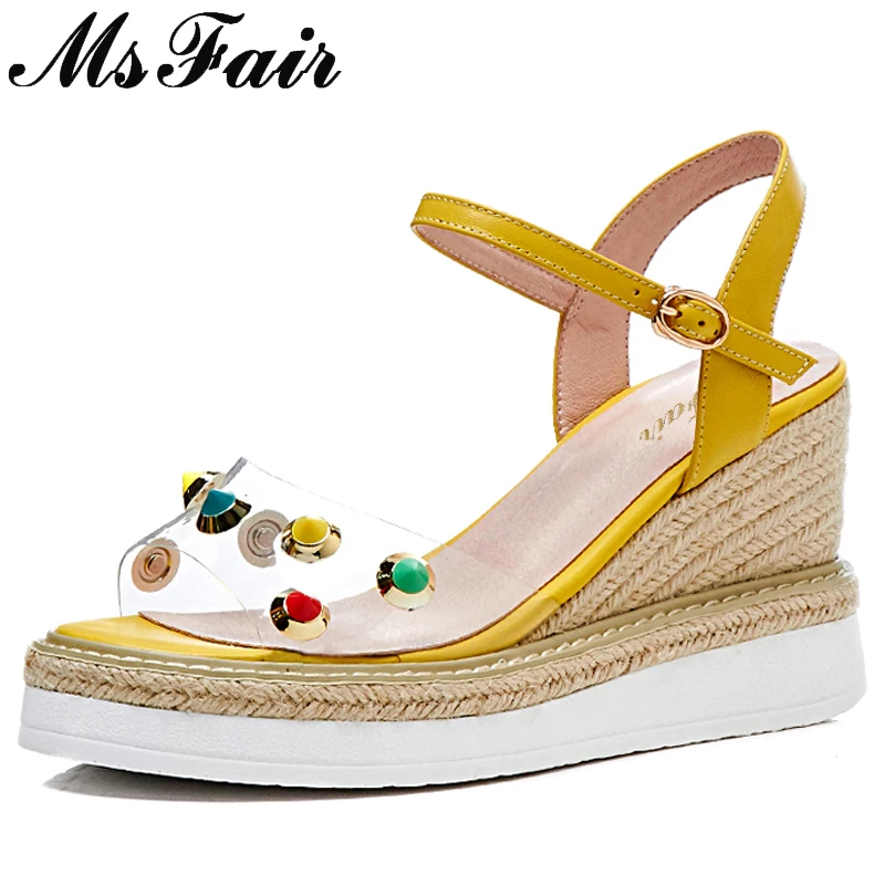 

MsFair Wedges Thick Bottom Sandals Shoes Woman Fashion Metal Buckle Platform Sandals Women Shoes Sandales Femme 2018 Nouveau