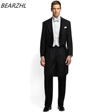 bespoke groom tuxedo long tail for 2017 custom made suits men bridegroom suit 3 piece dress fashion