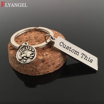 

Custom Keyring 12 constellations Engraved Name, Date, Sentence, Words, Printed Text Couples Men Women Key Chain Gift