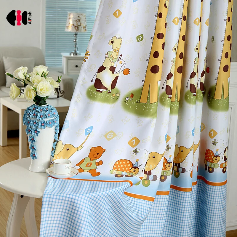

Cartoon giraffe Curtains for Children Thick Blackout Cloth Curtains Sheer Drapes kids curtains for children's rooms WP026B