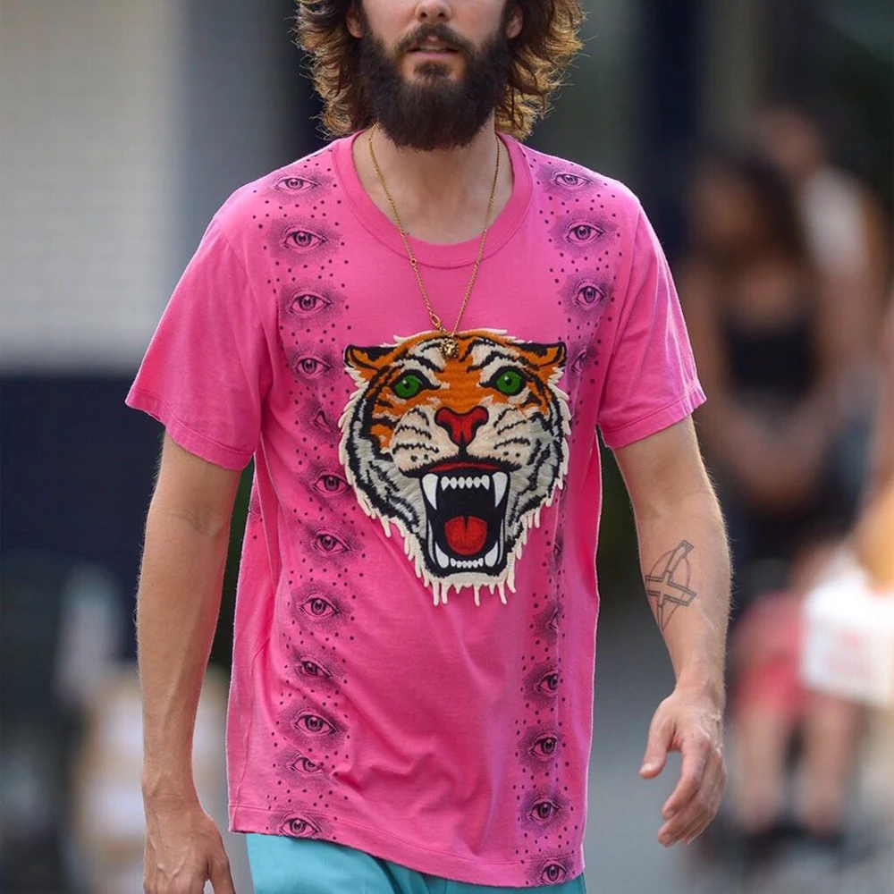 

DUYOU Men T-shirt 3D Flower and Animal Printed Short Sleeve T Shirts Summer Mens Streetwear Tops Tees Hip Hop Cotton Tshirts