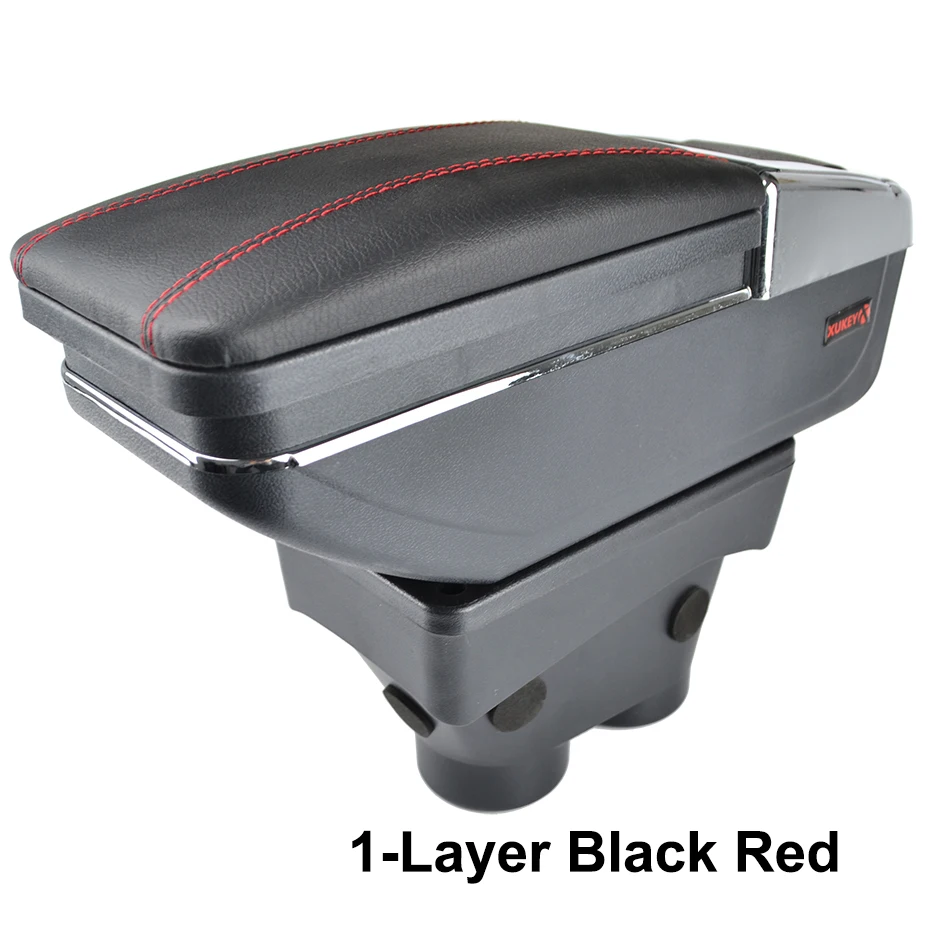 Xukey центральный подлокотник для peugeot 208 2013- консоль Центр черный ящик для хранения автомобиля Стайлинг пепельница Attrage - Название цвета: 1-Layer Black Red