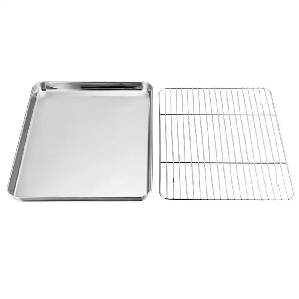 

Toaster Oven Tray Cooling Rack Set Stainless Steel Oil Drain Baking Cooling Rack Durable Rust-free Outdoor Barbecue Tools