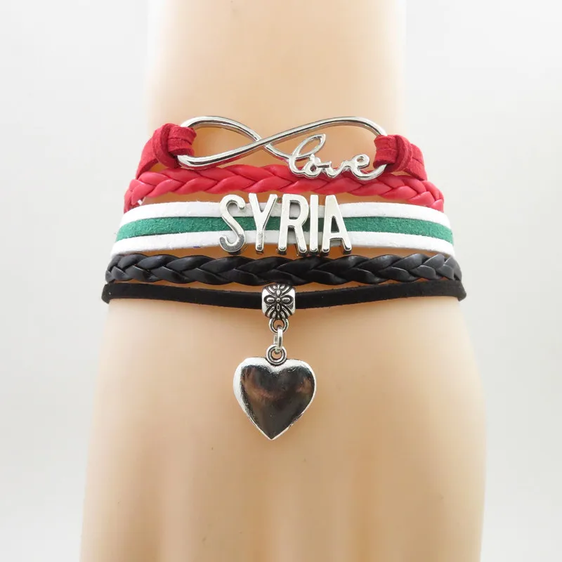 infinity love syria Bracelet heart Charm syria flag banner bracelets