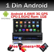 Free Camera+Map 7 Inch 1 Din Android 5.1 OS Universal Car DVD Player Bluetooth Touchscreen GPS Navigation,Radio