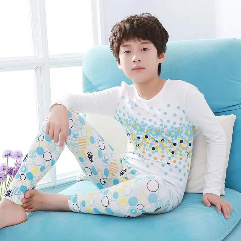 

Children Boys Girl Underwear Set Long John Suits Teenagers Clothing Pajamas Set Nightwear Homewear Long Sleeve Sleepwear 8-16Y