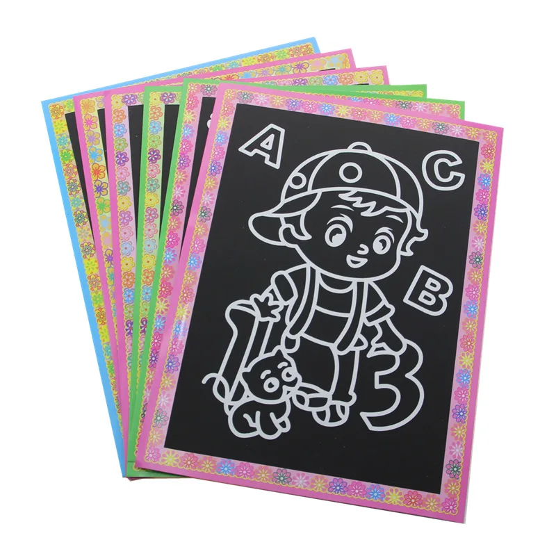 1pcs/lot 13*9.5 CM Kids Magic Scratch Art Doodle Pad Painting Card Educational Game Toys Early Learning Drawing Toy