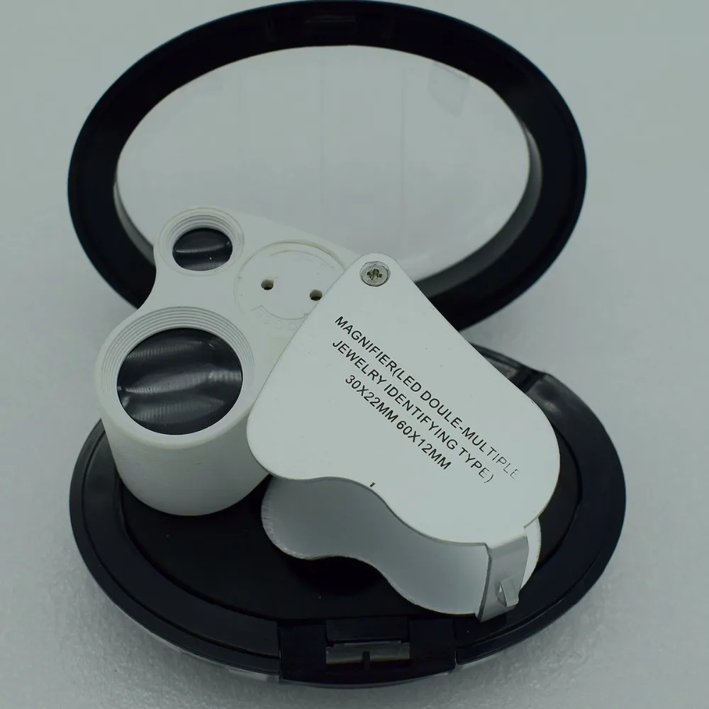 Free shipping LED 30X 22mm 60X 12mm Loop Jeweler magnifying glass Glass
