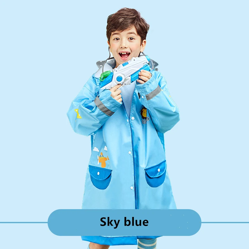 Kocotree, студенческий рюкзак с поясом, дождевик для маленьких детей, с рисунком, непромокаемый дождевик для девочек и мальчиков, водонепроницаемый пончо, дождевик - Цвет: Thickened sky blue