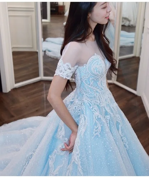 Свадебное платье с круглым вырезом Vinca sunny роскошное принцессы со шлейфом Турция