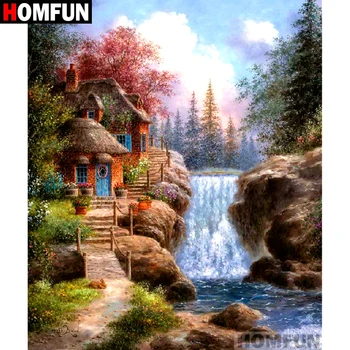 

HOMFUN Full Square/Round Drill 5D DIY Diamond Painting "Forest House" Embroidery Cross Stitch 5D Home Decor Gift A07078