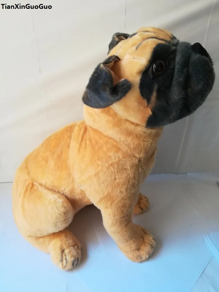 

large 50x44cm squatting dog simulation pug plush toy throw pillow Christmas gift w0884