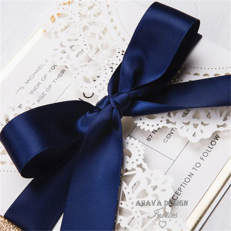 pearl-white-laser-cut-wedding-invitation-with-navy-blue-ribbon-and-glittery-mirror-paper-EWWS206-4