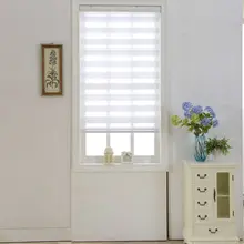 Horizontal Sheer Shade Blind Zebra Dual Roller Blinds & Treatments Window Custom Cut to Size White Curtains for Living Room