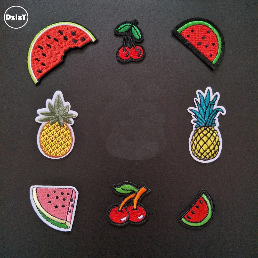 

1 PCS Fruit Watermelon/Banana/Pineapple parches Embroidered Iron on Patches for Clothing DIY Stripes Badges