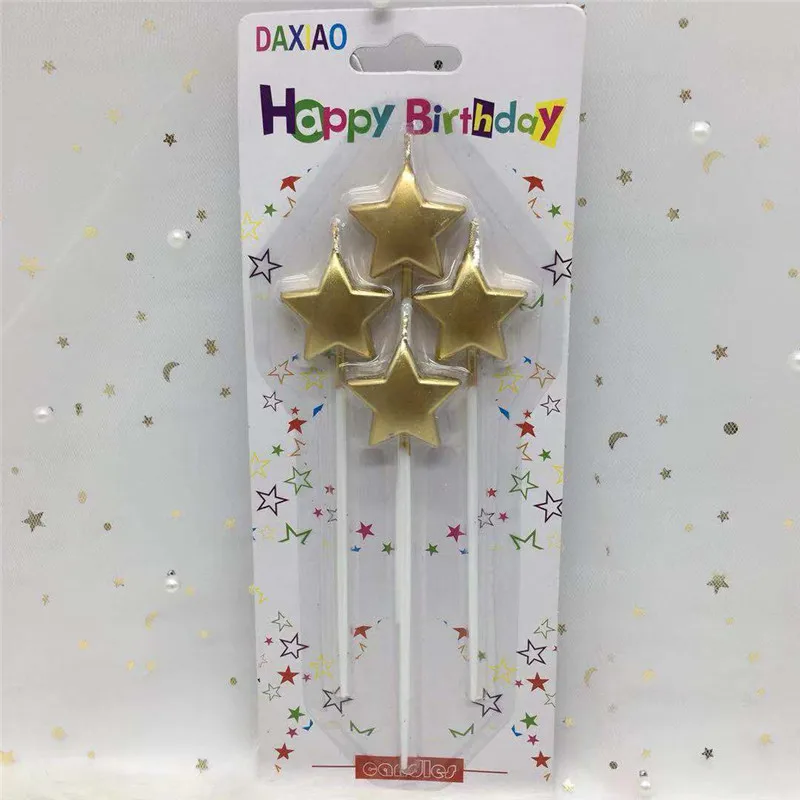 

1 Pcs Star Gold Candle cake topper baby birthday Party Festival Candles for Cake Decoration Supply