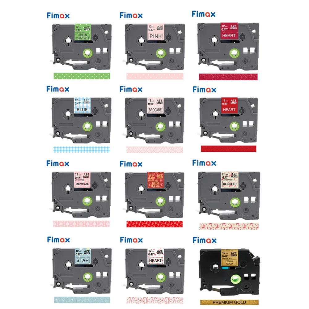 Fimax 1 pack Pattern Multicolor for tze-231 tze231 12mm Black on white Tape tze 231 tz-231 for brother p-touch printer tze-131