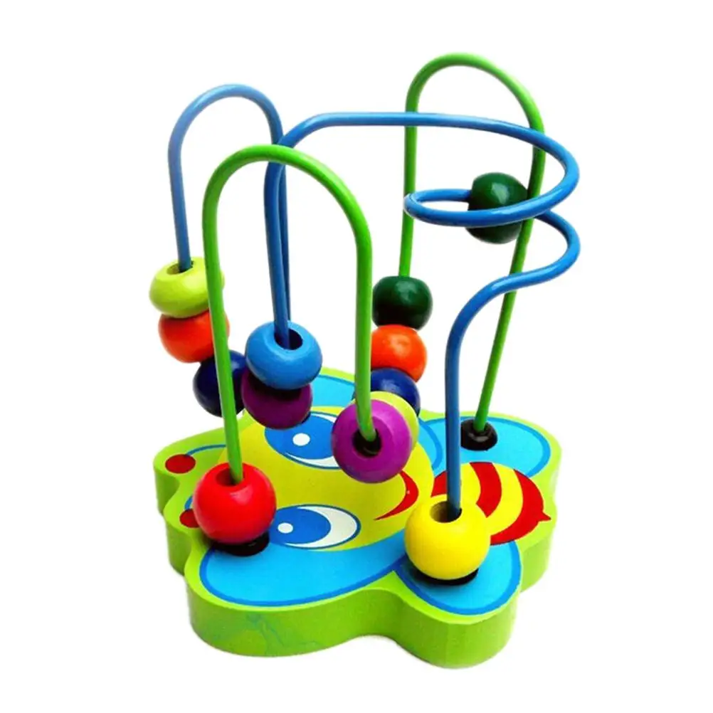 Pizies 1PCS Kids butterfly bead frame wire labyrinth children wooden