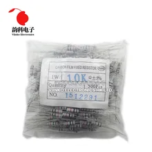 500 шт. 1 Вт металлооксидный пленочный резистор 5% 1R~ 10 м 100R 220R 330R 1 K 2,2 K 3,3 K 4,7 K 10 K 22 K 47 K 100 K 1 м 100 220 330 Ом углеродная пленка