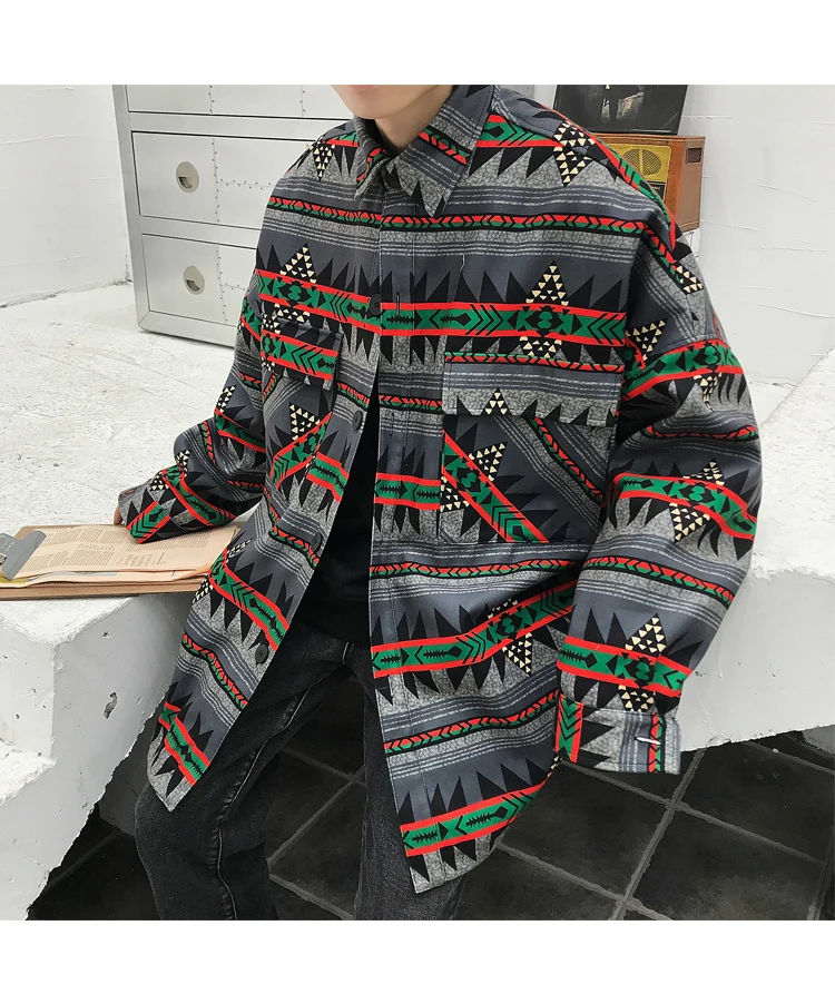 Camisa/Новинка года; сезон весна; теплая куртка в гавайском стиле; Лидер продаж; уличная одежда черного цвета; ; японский стиль