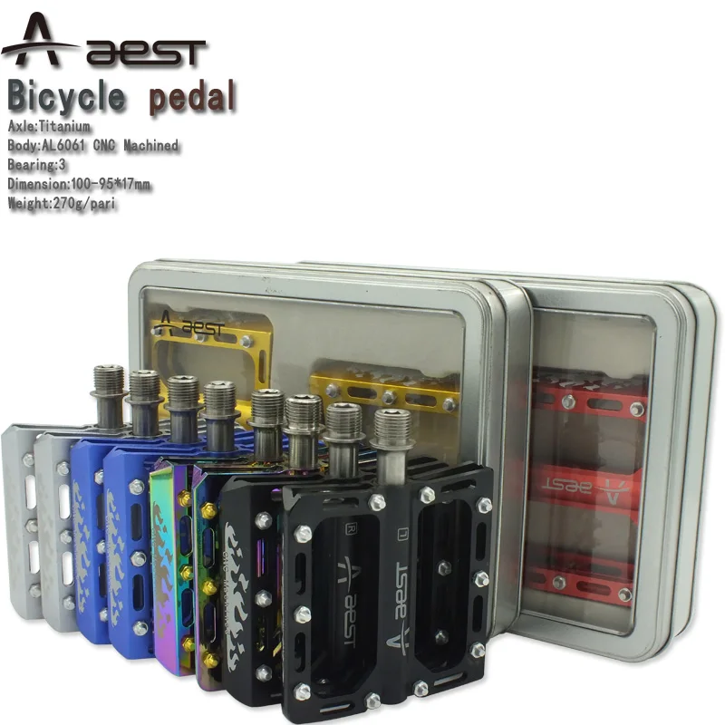 

1 Set Mountain Bikes MTB BMX DH FR Road Bicycle pedals 9/16 in Axle Titanium Body AL6061 CNC 3 Sealed Bearing 100*95*17mm