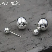 100% 925 Sterling Silver Trendy Stud Earrings Jewelry Double Balls Earrings for Women Fashion Jewelry Gift 8mm 12mm 14mm TYC173