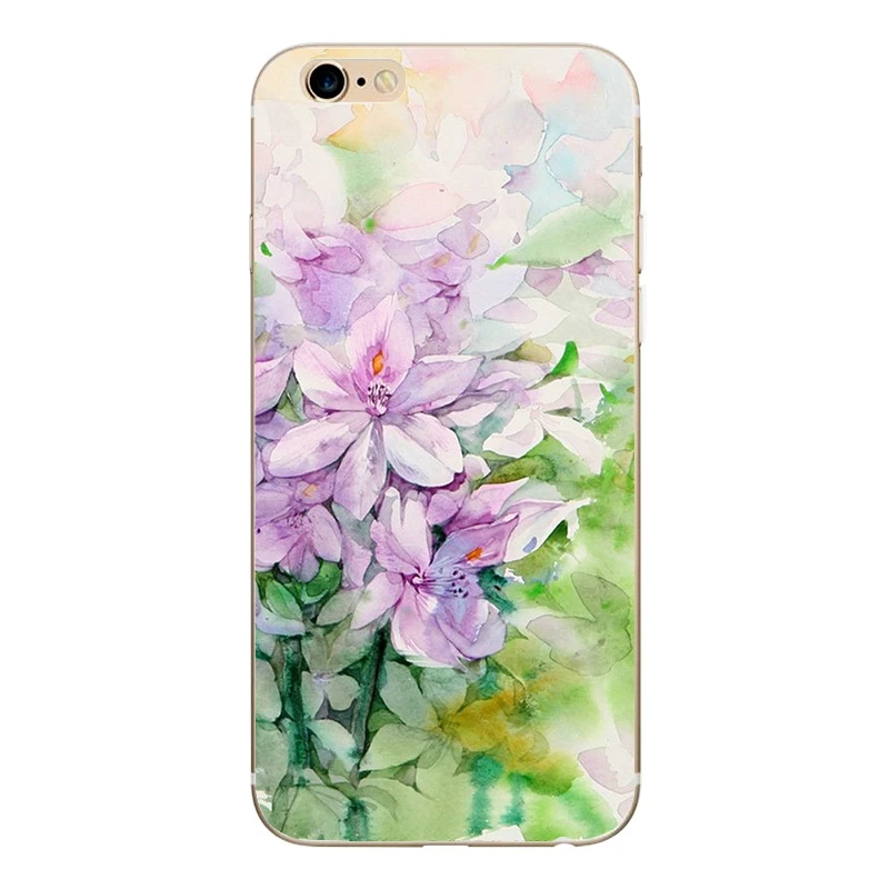 Painted Mobile Phone Cover Case for iphone 5 5s se 6 6s Soft Slim TPU Fashion Flowers and cats Phone Cases (2)